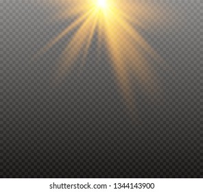 White glowing light burst explosion on transparent background. Vector illustration light effect decoration with ray. Bright star. Translucent shine sun, bright flare. Center vibrant flash