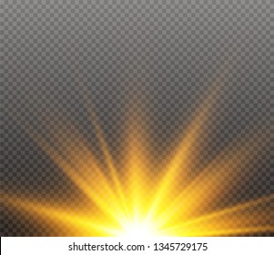 White glowing light burst explosion on transparent background. Vector illustration light effect decoration with ray. Bright star. Translucent shine sun, bright flare. Center vibrant flash