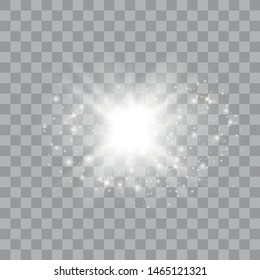 
White glowing light burst explosion with transparent. Vector illustration effect decoration with ray sparkles. Star burst with sparkles.Sun.