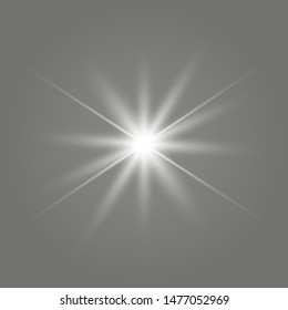 White glowing light burst explosion. Bright star. Transparent shine gradient glitter, bright flare. Glare texture.