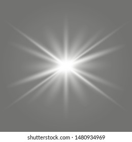 White glowing light burst explosion. Bright star. Transparent shine gradient glitter, bright flare. Glare texture.