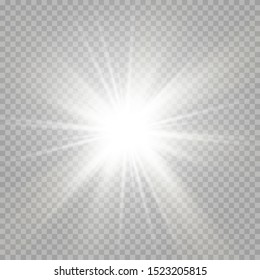 White glowing light burst explosion and transparent  Vector illustration for cool effect decoration and ray sparkles  Bright star  Transparent shine gradient glitter  bright flare  Glare texture 