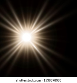 White glowing light burst explosion with transparent. Vector illustration for cool effect decoration with ray sparkles. Bright star. Transparent shine gradient glitter, bright flare. Glare texture.