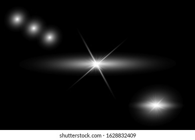 White glowing light burst explosion transparent. Vector illustration for cool effect decoration with ray sparkles. Bright star. Transparent shine gradient glitter, bright flare. Glare texture.