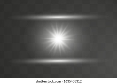 White glowing light burst explosion with transparent. Cool effect decoration with ray sparkles. Transparent shine gradient glitter, bright flare. Glare texture