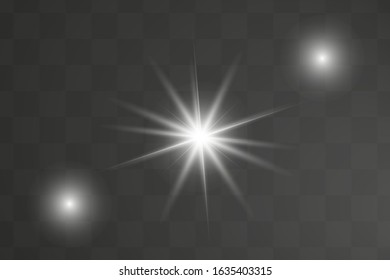 White glowing light burst explosion with transparent. Cool effect decoration with ray sparkles. Transparent shine gradient glitter, bright flare. Glare texture