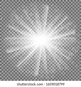 White glowing light burst explosion with transparent.