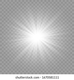 White glowing light burst explosion  transparent  Vector illustration for cool effect decoration and ray sparkles  Bright star  Transparent shine gradient glitter  bright flare  Glare texture  