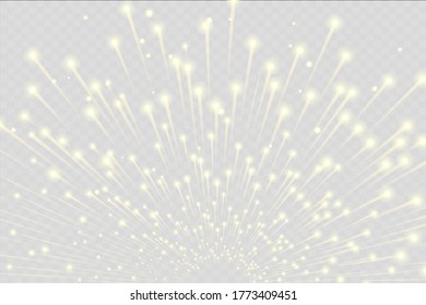 White glowing light burst explosion with transparent. Vector illustration for cool effect decoration with ray sparkles. Bright star. Transparent shine gradient glitter, bright flare. Glare texture.