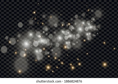 White glowing light burst explosion with transparent. Vector illustration for cool effect decoration with ray sparkles. Bright star. Transparent shine gradient glitter, bright flare. Glare texture.