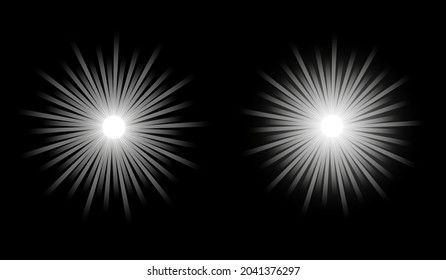 White glowing light burst explosion with transparent. Vector illustration for cool effect decoration with ray sparkles. Bright star. Transparent shine gradient glitter, bright flare. Glare texture.
