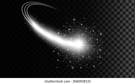 White glowing light burst explosion with transparent. Vector illustration for cool effect decoration with ray sparkles. Bright star. Transparent shine gradient glitter, bright flare. Glare texture.
