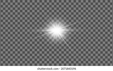 La luz blanca resplandeciente estalló con una explosión transparente. Ilustración vectorial para la decoración de efecto fresco con destellos de rayas. Estrella brillante. Deslumbrador transparente de gradiente de brillo, brillo brillante. Textura de vidrio.