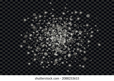 White glowing light burst explosion with transparent. Vector illustration for cool effect decoration with ray sparkles. Bright star. Transparent shine gradient glitter, bright flare. Glare texture.