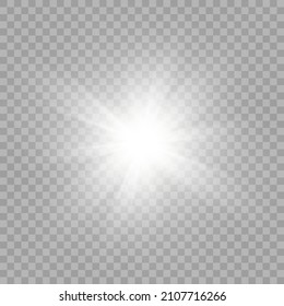 White glowing light burst explosion with transparent. Cool effect decoration with ray sparkles. Transparent shine gradient glitter PNG