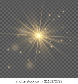 White glowing light burst explosion transparent. Vector illustration for cool effect decoration with ray sparkles. Bright star. Transparent shine gradient glitter, bright flare. Glare texture