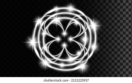 White glowing light burst explosion with transparent. Vector illustration for cool effect decoration with ray sparkles. Bright star. Transparent shine gradient glitter, bright flare. Glare texture.