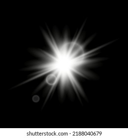White glowing light burst explosion with transparent. Vector illustration for cool effect decoration with ray sparkles. Bright star. Transparent shine gradient glitter, bright flare. Glare texture.