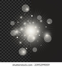 White glowing light burst explosion, flash of light, a magical glow, star rays vector image