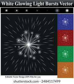 White glowing light burst explosion with transparent