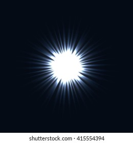 White glowing light burst explosion with transparent. Vector illustration for cool effect decoration with ray sparkles. 
