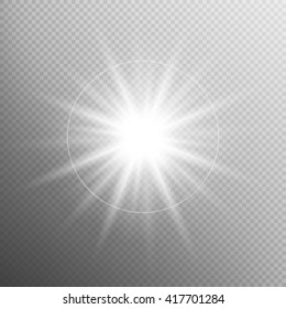 White glowing light burst explosion with transparent. Cool effect decoration with ray sparkles. Transparent shine gradient glitter, bright flare. Glare texture. EPS 10 vector file included
