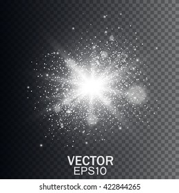 White glowing light burst explosion with transparent. Glow light effect.