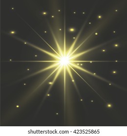 White glowing light burst explosion with transparent. Vector illustration for cool effect decoration with ray sparkles. Bright star. Transparent shine gradient glitter, bright flare. Glare texture.
