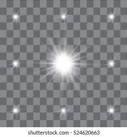 White glowing light burst explosion with transparent.
