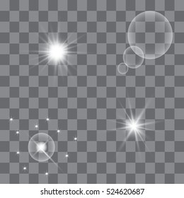 White glowing light burst explosion with transparent.