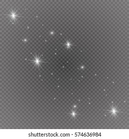 White glowing light burst explosion with transparent. Vector illustration for cool effect decoration with ray sparkles. Bright star. Transparent shine gradient glitter, bright flare. Glare texture.