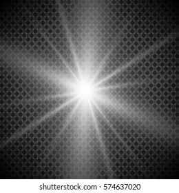 White glowing light burst explosion with transparent. Vector illustration for cool effect decoration with ray sparkles. Bright star. Transparent shine gradient glitter, bright flare. Glare texture.