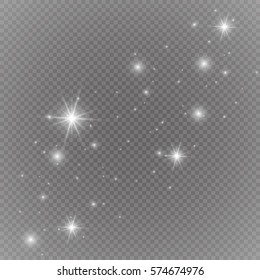 White glowing light burst explosion with transparent. Vector illustration for cool effect decoration with ray sparkles. Bright star. Transparent shine gradient glitter, bright flare. Glare texture.