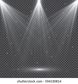 Explosión de luz brillante blanca con transparencia. Ilustración vectorial para la decoración de efecto fresco con chispas rayadas. Estrella brillante. Brillo transparente de degradado, brillo brillante. Textura de cristal.