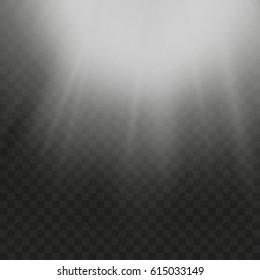 White glowing light burst explosion with transparent. Vector illustration for cool effect decoration with ray sparkles. Bright star. Transparent shine gradient glitter, bright flare. Glare texture.