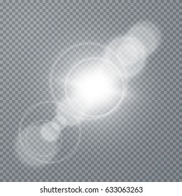 White glowing light burst explosion with transparent. Vector illustration for cool effect decoration with ray sparkles. Bright star. Transparent shine gradient glitter, bright flare. Glare texture.