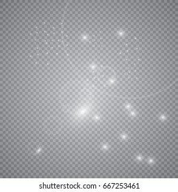 White glowing light burst explosion with transparent. Vector illustration for cool effect decoration with ray sparkles. Bright star. Transparent shine gradient glitter, bright flare. Glare texture.