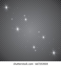 White glowing light burst explosion with transparent. Vector illustration for cool effect decoration with ray sparkles. Bright star. Transparent shine gradient glitter, bright flare. Glare texture.