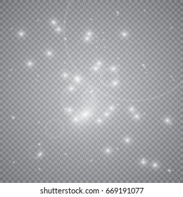 White glowing light burst explosion with transparent. Vector illustration for cool effect decoration with ray sparkles. Bright star. Transparent shine gradient glitter, bright flare. Glare texture.