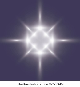White glowing light burst explosion with transparent. Vector illustration for cool effect decoration with ray sparkles. Bright star. Transparent shine gradient glitter, bright flare. Glare texture.
