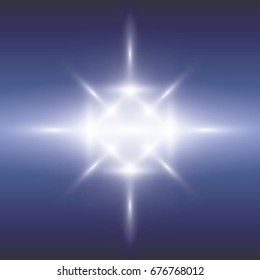 White glowing light burst explosion with transparent. Vector illustration for cool effect decoration with ray sparkles. Bright star. Transparent shine gradient glitter, bright flare. Glare texture.