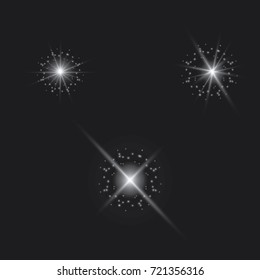 White glowing light burst explosion with transparent. Vector illustration for cool effect decoration with ray sparkles. Bright star. Transparent shine gradient glitter, bright flare. Glare texture.