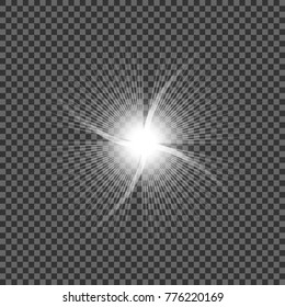 White glowing light burst explosion with transparent.