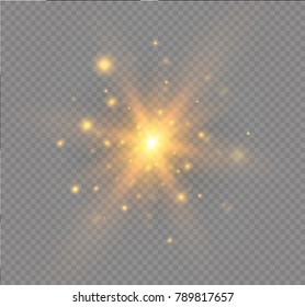 White glowing light burst explosion on transparent background. Vector illustration light effect decoration with ray. Bright star. Translucent shine sun, bright flare.Center vibrant flash.star and sun
