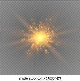 White glowing light burst explosion on transparent background. Vector illustration light effect decoration with ray. Bright star. Translucent shine sun, bright flare.Center vibrant flash.star and sun