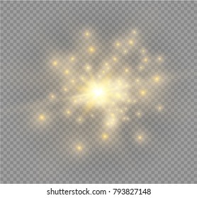 White glowing light burst explosion on transparent background. Vector illustration light effect decoration with ray. Bright star. Translucent shine sun, bright flare.Center vibrant flash.star and sun
