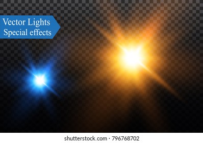White glowing light burst explosion on transparent background. Vector illustration light effect decoration with ray. Bright star. Translucent shine sun, bright flare.Center vibrant flash.star and sun