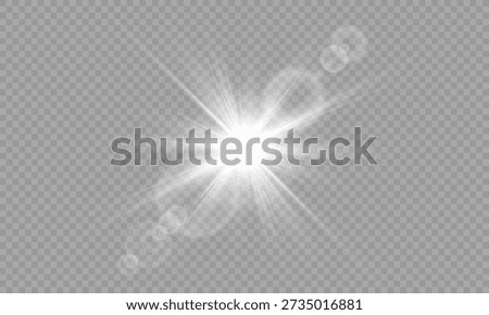 White glowing light burst explosion with transparent. Vector sunlight lens flare effect. Overlays, light, Sun, sunrays, overlays, light transitions, lens flare, light leaks and glare in PNG format. PNG sunlight flare. Bright star. Transparent shine gradient glitter, bright flare. Glare texture.