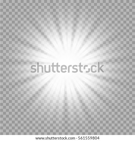 White glowing light burst explosion with transparent. Vector illustration for cool effect decoration with ray sparkles. Bright star. Transparent shine gradient glitter, bright flare. Glare texture.