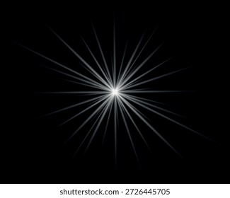 La luz brillante blanca estalló sobre el fondo. Los rayos de Vector de efecto de luz destellan.